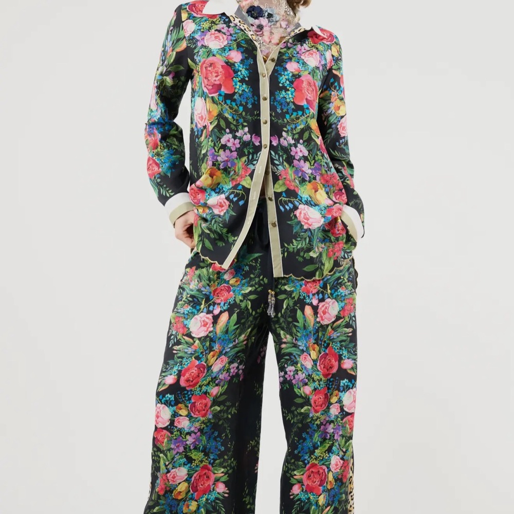 Aratta Zinnia Set- floral leopard blouse pants. Sz L ,new blouse size Medium - Picture 2 of 8
